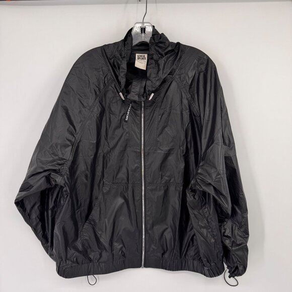 Love & Sports Womens Black track Windbreaker Jacket Size XL Polyester zip - Picture 8 of 9